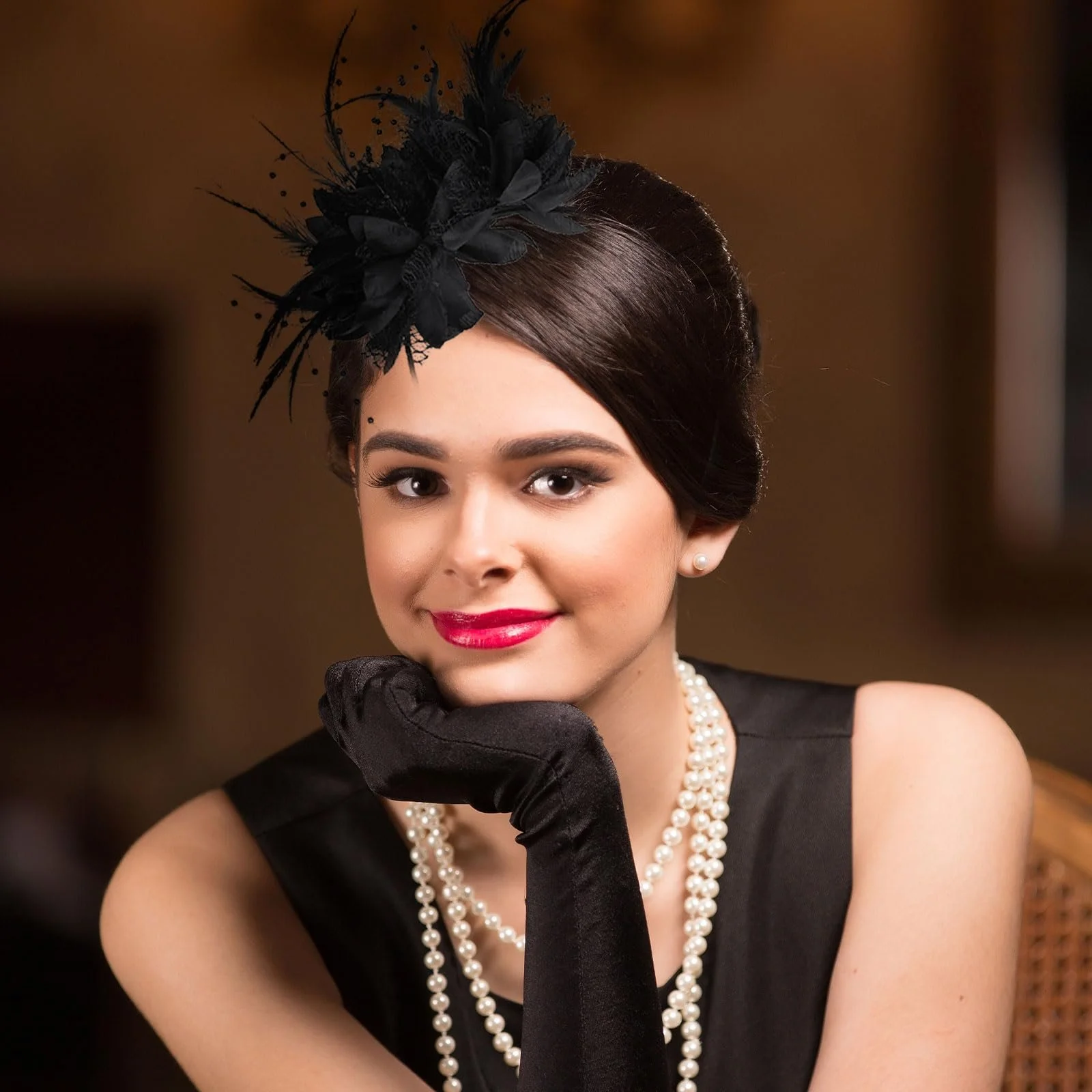 Обруч на голову з пір'ям і штучними квітами, фото №7 Обруч на голову з пір'ям і штучними квітами, фото №7