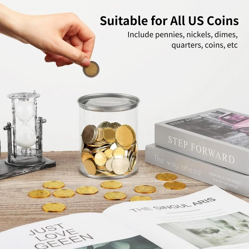 Контейнери для монет прозорі пластикові з прорізом у кришці 4 шт, фото №4