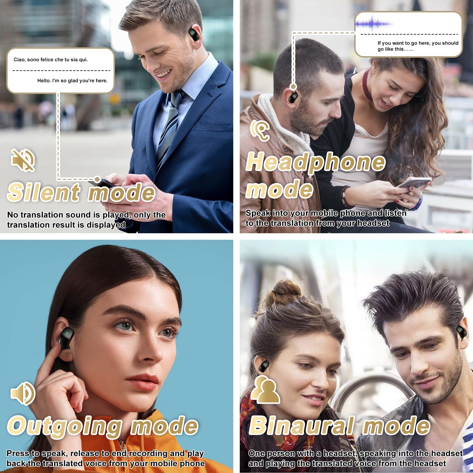 Навушники-перекладачі WingFly AI, пристрій для перекладу 134 мовами з додатком, фото №5