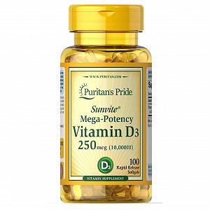Vitamin D3 250mcg(10000 IU Mega-Potency 100 softgels - Фото 1