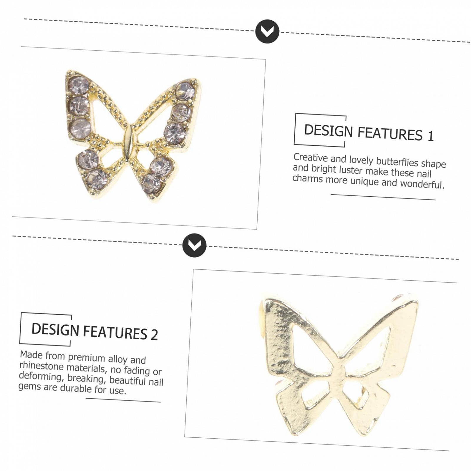 Украшения для ногтей Бабочки 40шт Стразы, фото №2