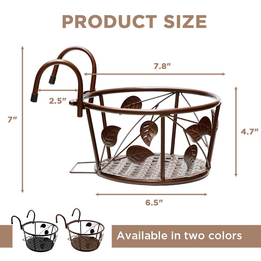 Кошики для рослин на перила Ковані 3 шт. 21.8 x 17.8 x 11.9 см Шампань, фото №4