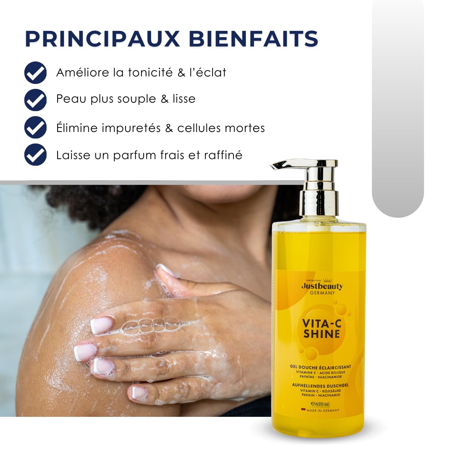 Гель для душу Vita C Shine Brightening Освітлюючий, з вітаміном C, ніацинамідом, коєвою та гіалуроновою кислотами, 620 мл, фото №6