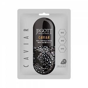 Тканинна маска для обличчя JIGOTT Caviar Real Ampoule, 27 мл, упаковка 10 штук - Фото 1