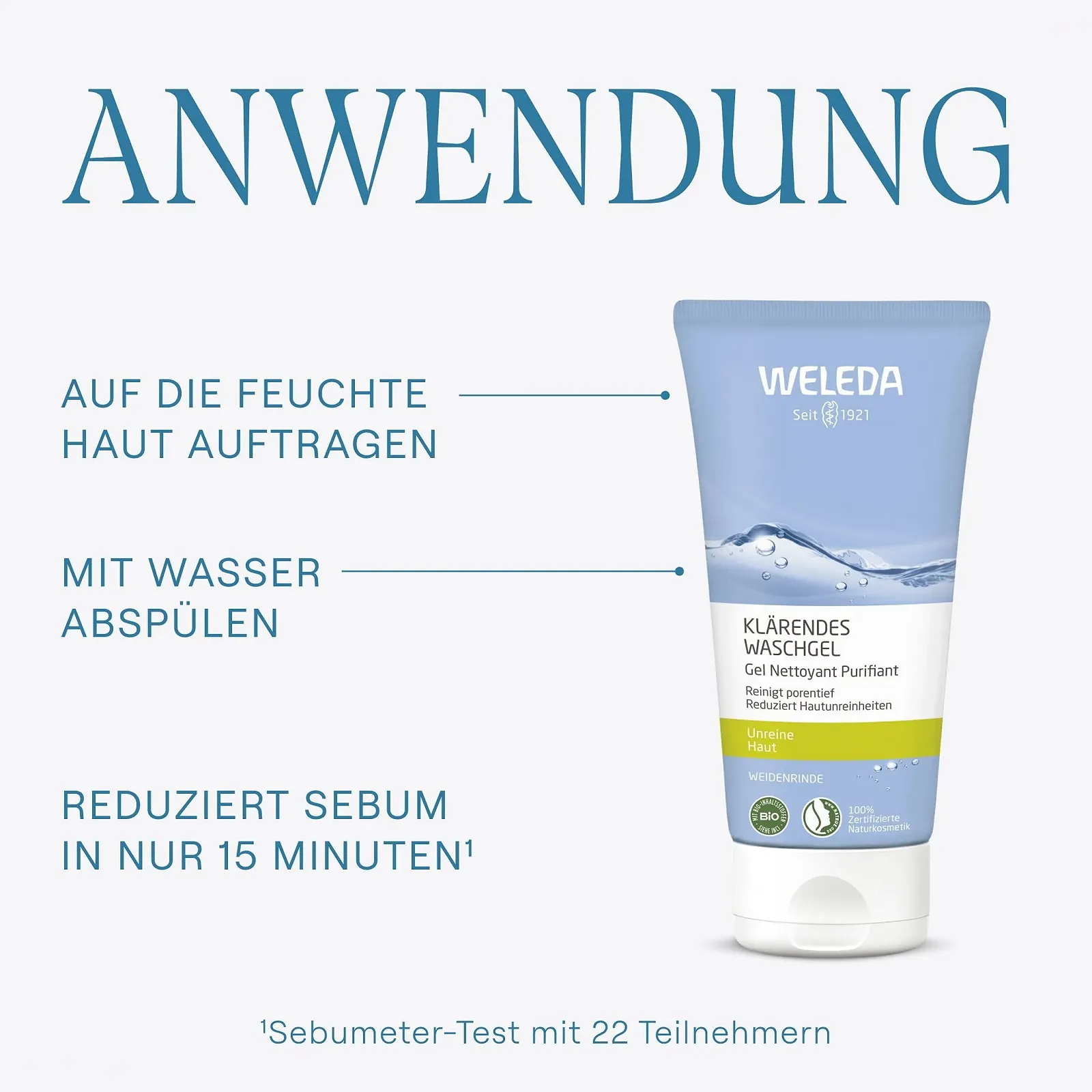 Гель для вмивання WELEDA Clarifying Organic для проблемної шкіри 100 мл, фото №6 Гель для вмивання WELEDA Clarifying Organic для проблемної шкіри 100 мл, фото №6