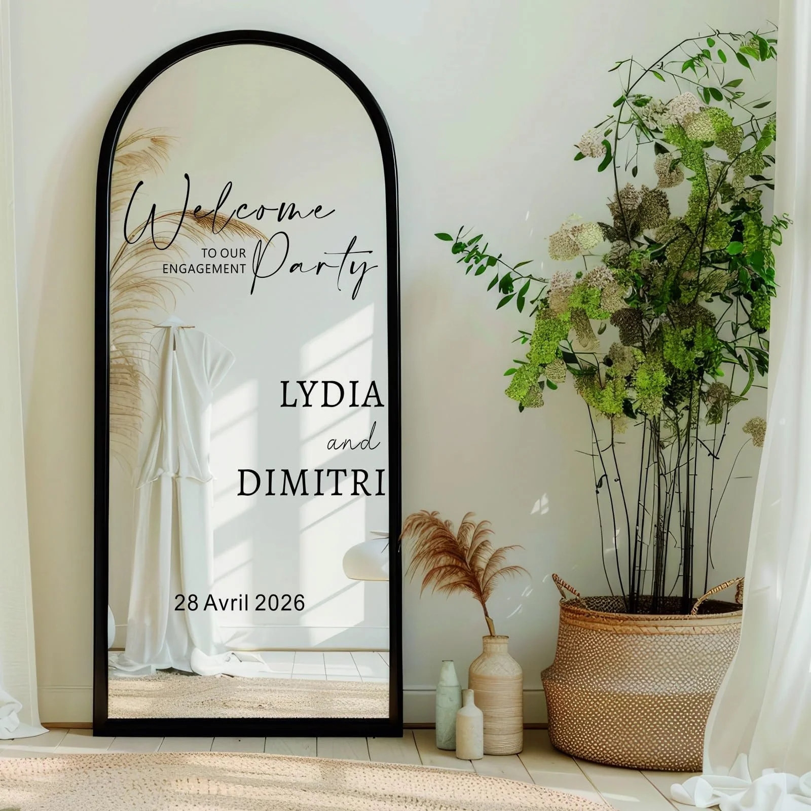 Наклейка вінілова Welcome To Our Engagement Party весільна для дзеркала та акрилу 35 x 55 см, фото №1