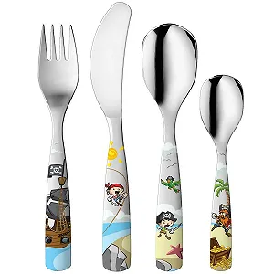 Дитячий Набір Столових Приборів Gnali&Zani Pirates 4 предмети Сріблястий, Нержавіюча Сталь - Фото 1