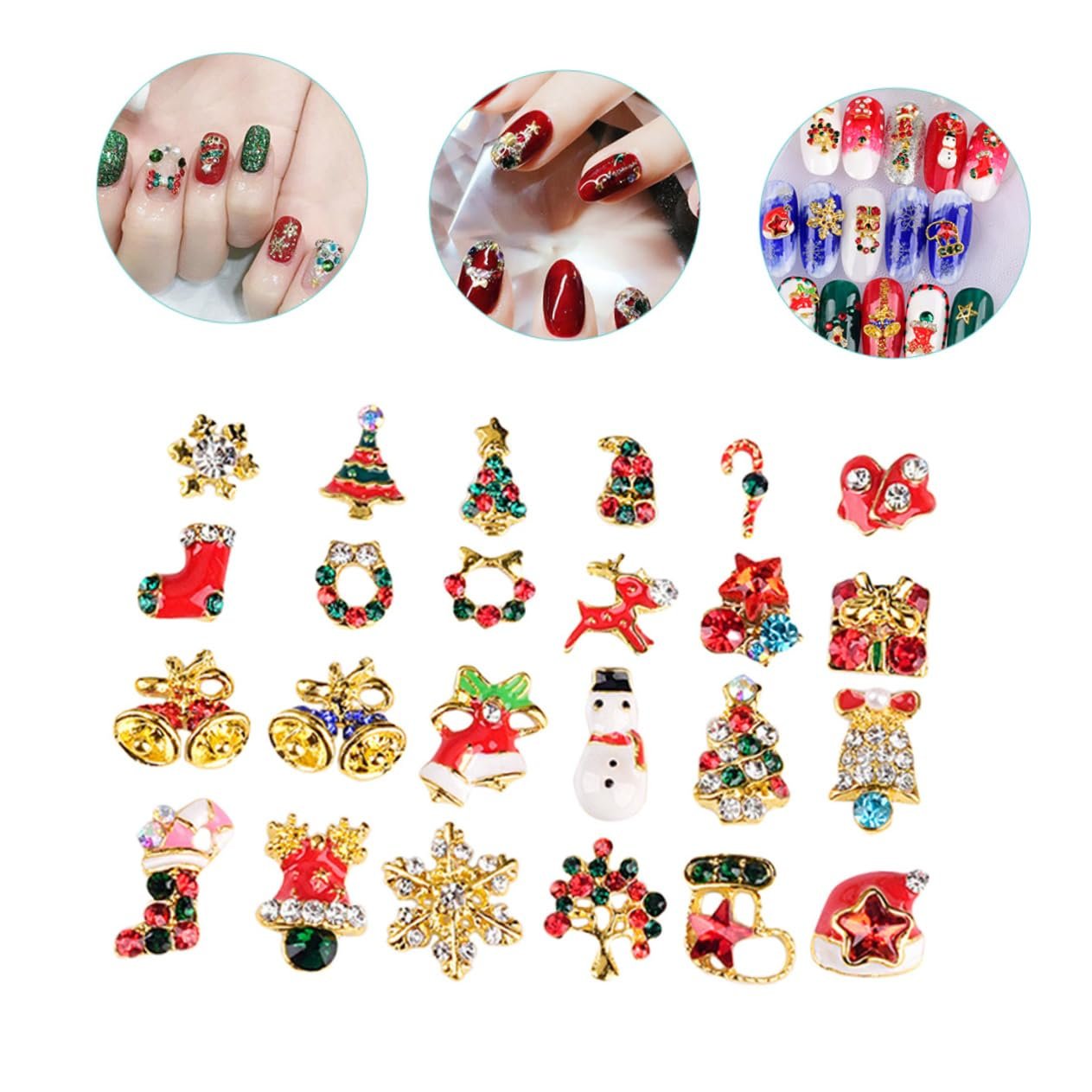 Украшения для ногтей Healeved, 120 шт., Рождественские блестящие снежинки и колокольчики для праздничного маникюра и особых случаев, фото №9