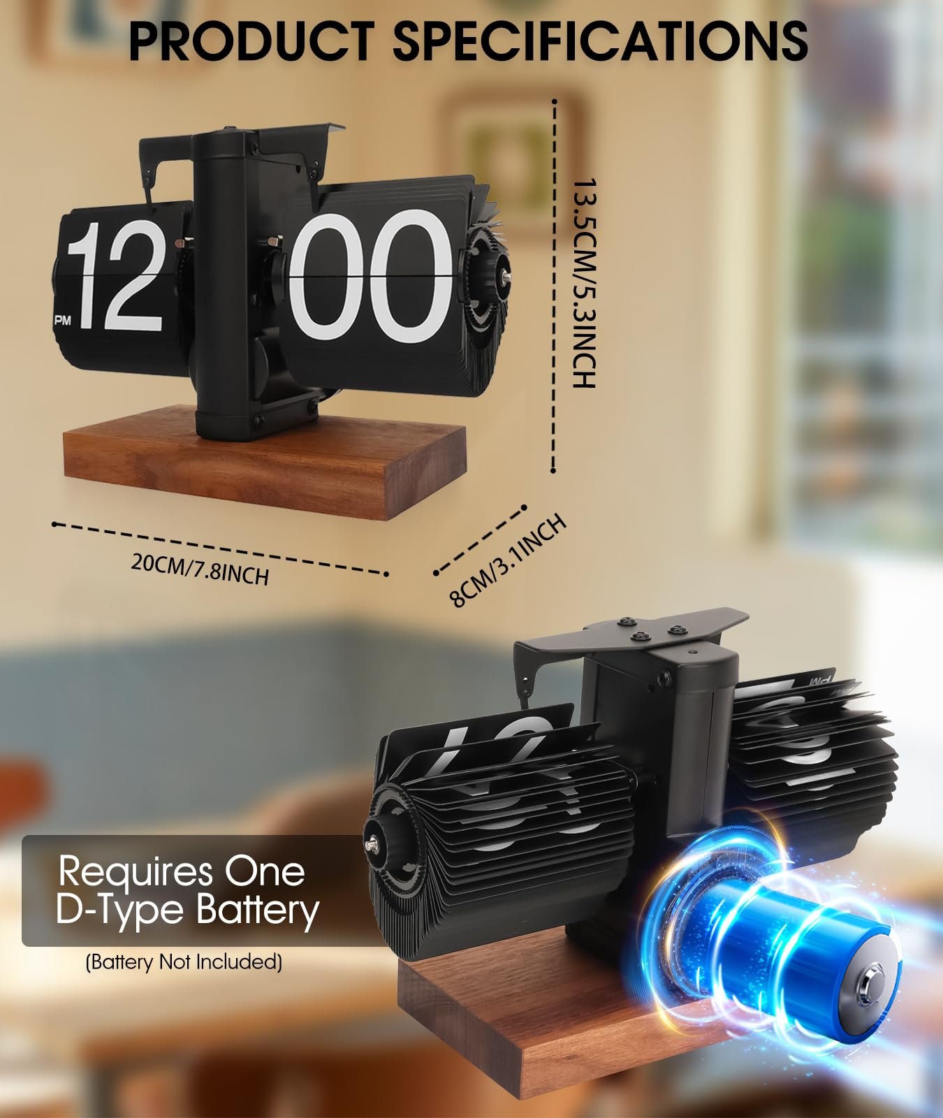 Ретро Годинник Yusat Flip, Вінтажний Настільний Годинник, Цифровий Автоматичний Обертовий, Механічний Настільний Годинник, Чорний, фото №2 Ретро Годинник Yusat Flip, Вінтажний Настільний Годинник, Цифровий Автоматичний Обертовий, Механічний Настільний Годинник, Чорний, фото №2