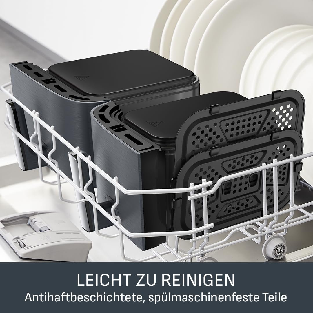Мультипечь Tefal Dual Easy Fry XXL EY942B 11 л 2 камеры 7 программ 2700 Вт Digital Display Extra Crisp, фото №6 Мультипечь Tefal Dual Easy Fry XXL EY942B 11 л 2 камеры 7 программ 2700 Вт Digital Display Extra Crisp, фото №6