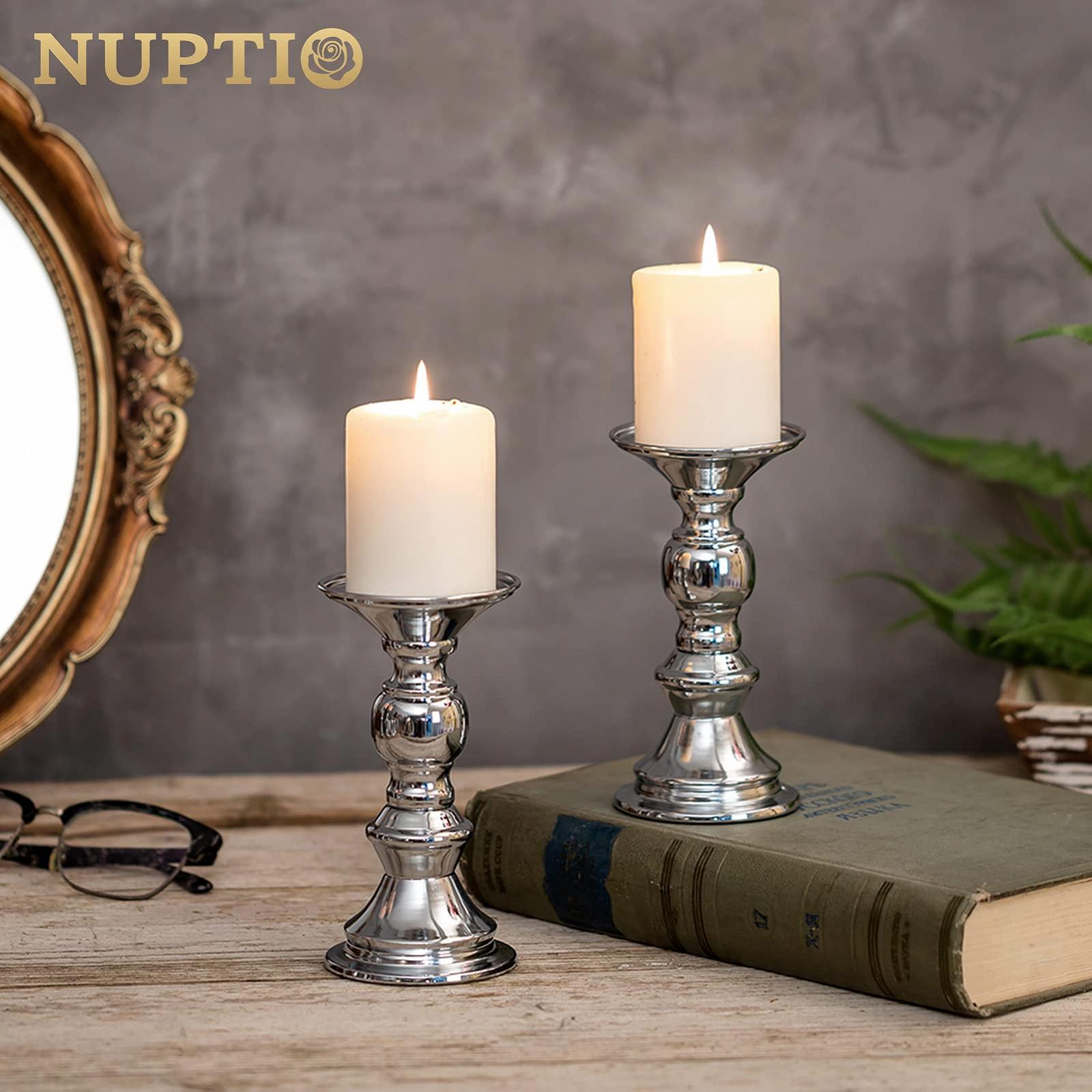 Підсвічники Nuptio Срібні Металеві для стовпчикових свічок 50 мм, фото №6