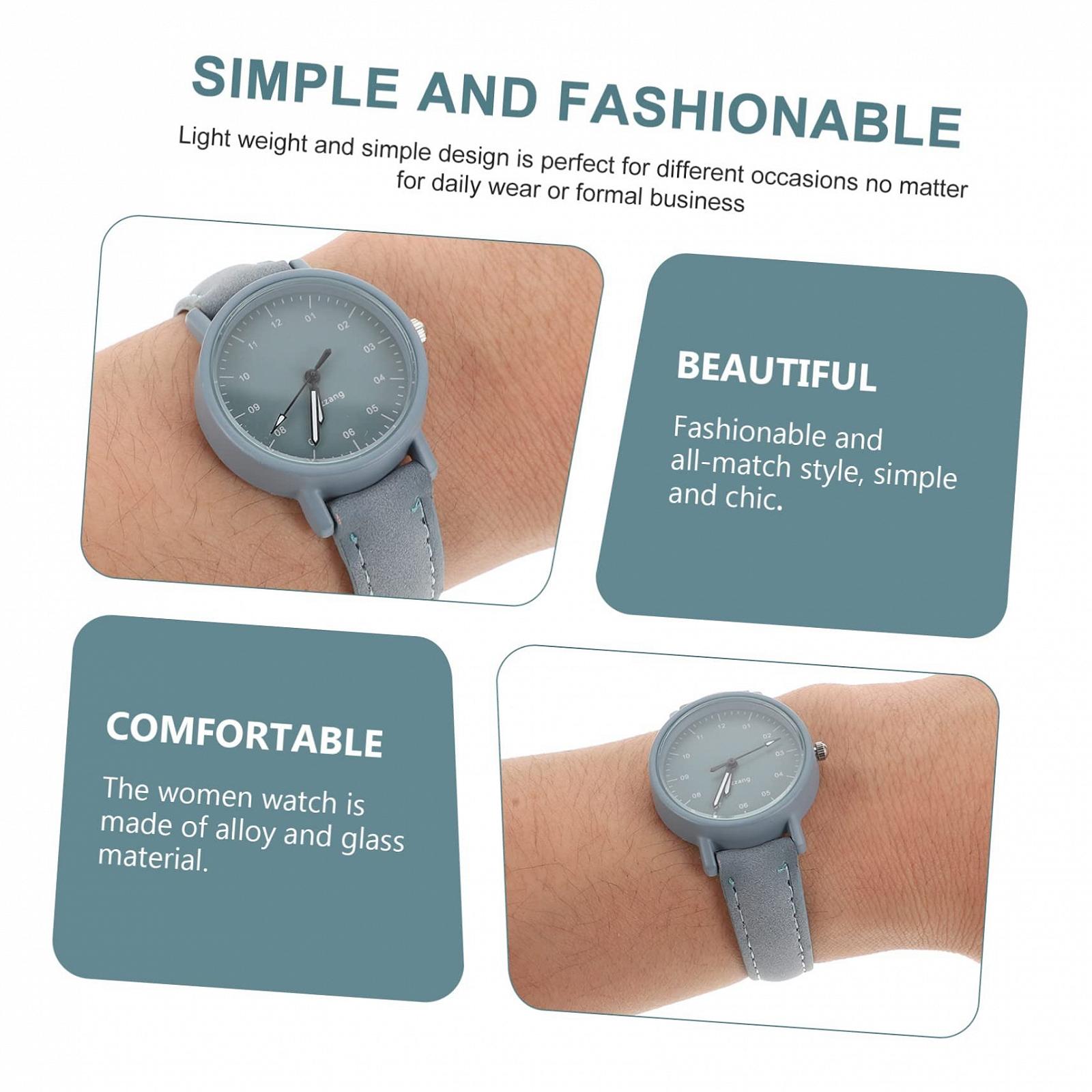 Стильные часы Healvian для девочек, повседневные часы с ремешком, простые наручные часы, универсальный дизайн, удобный ремешок из искусственной кожи, фото №4