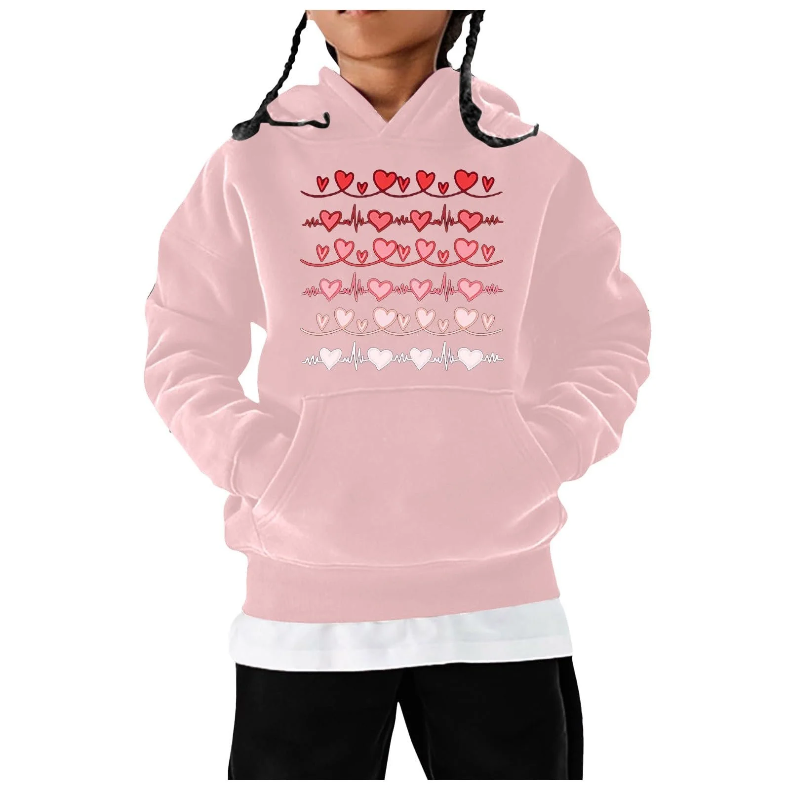 Худи для девочки с длинными рукавами и принтом ко Дню святого Валентина, размер 164, фото №1