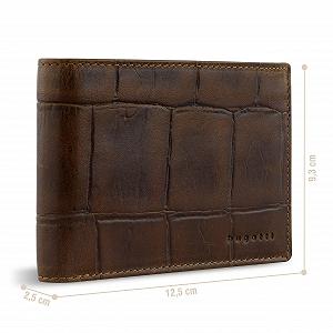 Кошелек Bugatti Nevio с клапаном и RFID-защитой, эффект крокодила, коньячный, повседневный synthetic.ua - Фото 1