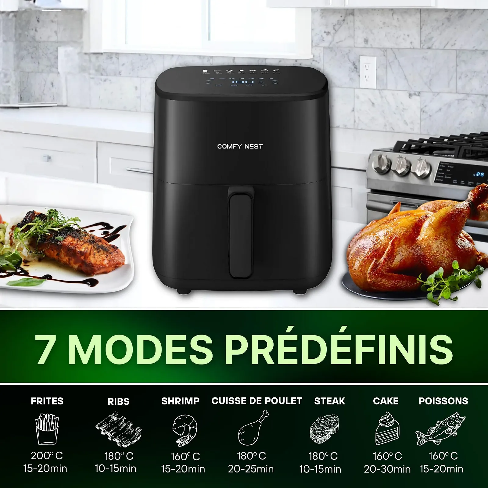 Мультипіч Comfy Nest CN-06191 5L 1400W цифровий екран 10 програм 80-200°C чорна, фото №3 Мультипіч Comfy Nest CN-06191 5L 1400W цифровий екран 10 програм 80-200°C чорна, фото №3