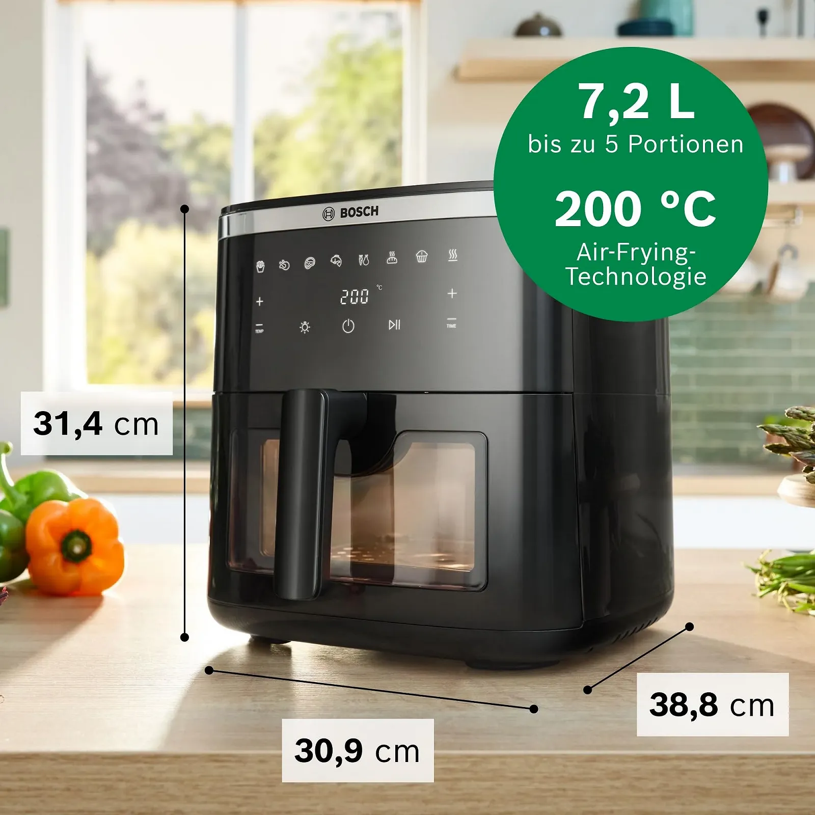 Аэрогриль Bosch Series 6 MAF671B0 XXL 7.2 л 7 программ Смотровое окно Черный, фото №2 Аэрогриль Bosch Series 6 MAF671B0 XXL 7.2 л 7 программ Смотровое окно Черный, фото №2