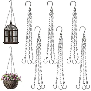 Підвісні ланцюги для квіткових горщиків 40 см 6 шт. метал Сріблястий - Фото 1