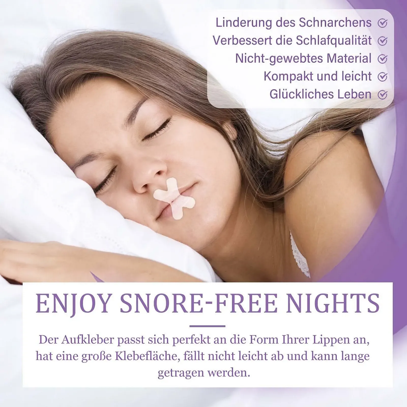 Пластирі для сну EONFAVE, 120 шт, для покращення сну та дихання, допомагають запобігти хропінню, фото №2