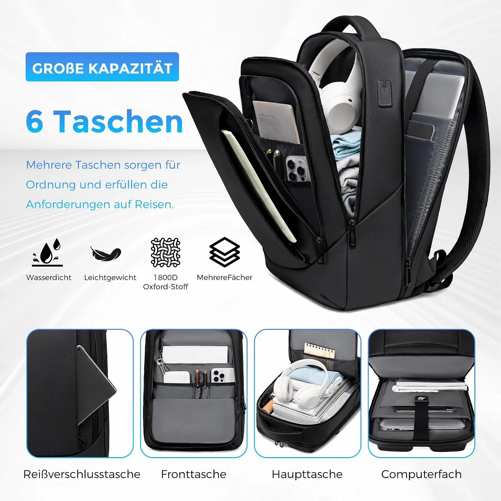 Рюкзак для ноутбука FENRUIEN 15.6" 16 л 1800D USB, фото №4 Рюкзак для ноутбука FENRUIEN 15.6" 16 л 1800D USB, фото №4