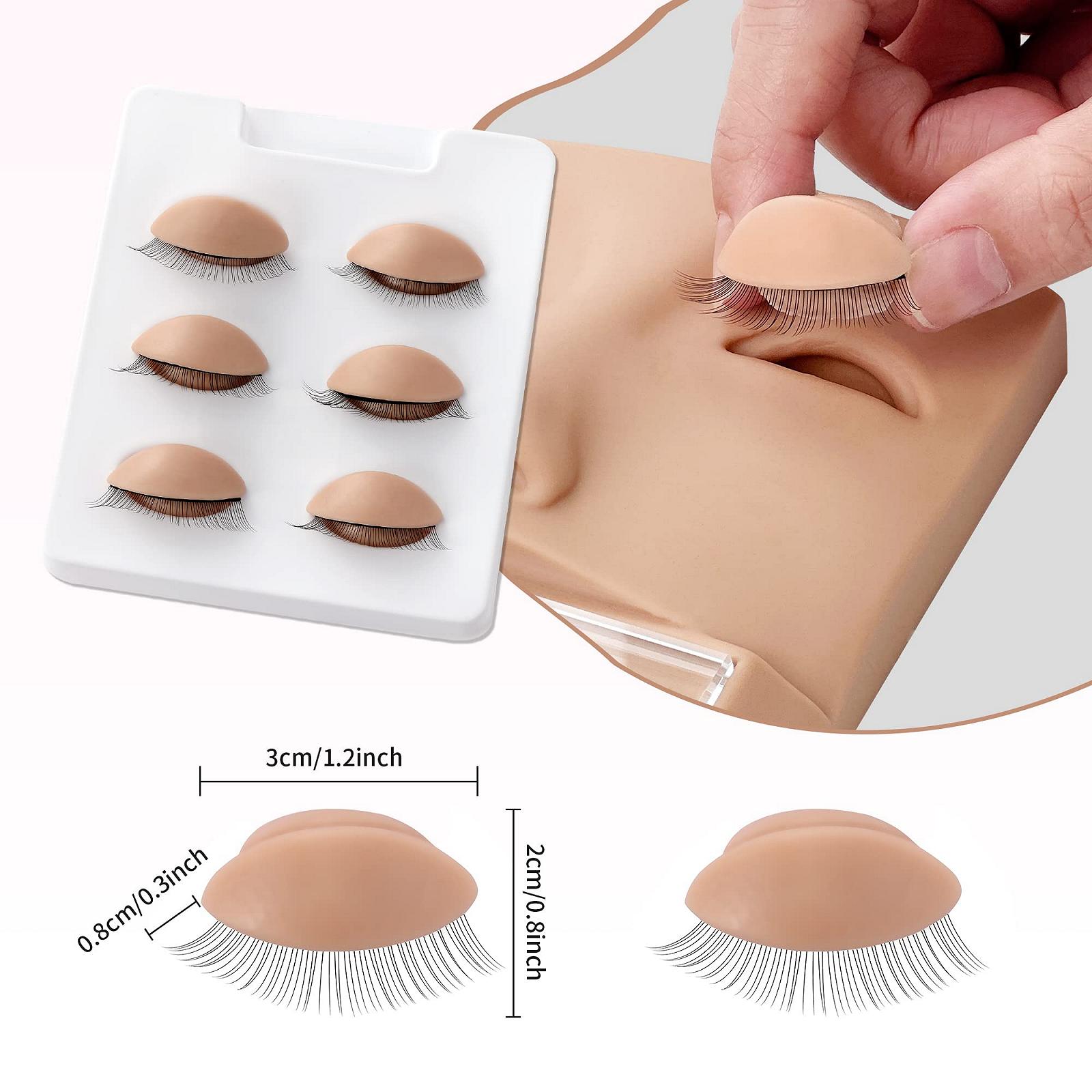 Голова манекен Beauty7 Eyelash Extension Practice Head силікон для практики макіяжу очі накладні вії подовження вій миються багаторазові 3 пари змінні очі, фото №2