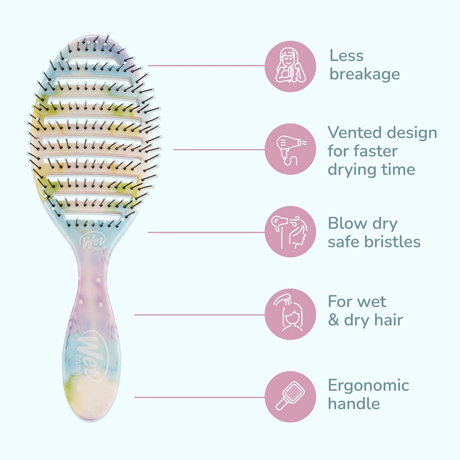 Щітка для волосся WetBrush Speed Dry Detangler з термостійкою щетиною Heatflex і відкритою вентиляцією для швидкого сушіння волосся, для всіх типів волосся, фото №4