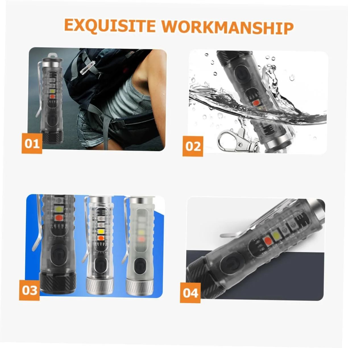 Ліхтарик-брелок Happyyami Міні Люмен Сонячний LED Кільце Світла Маленький з нержавіючої сталі, фото №6