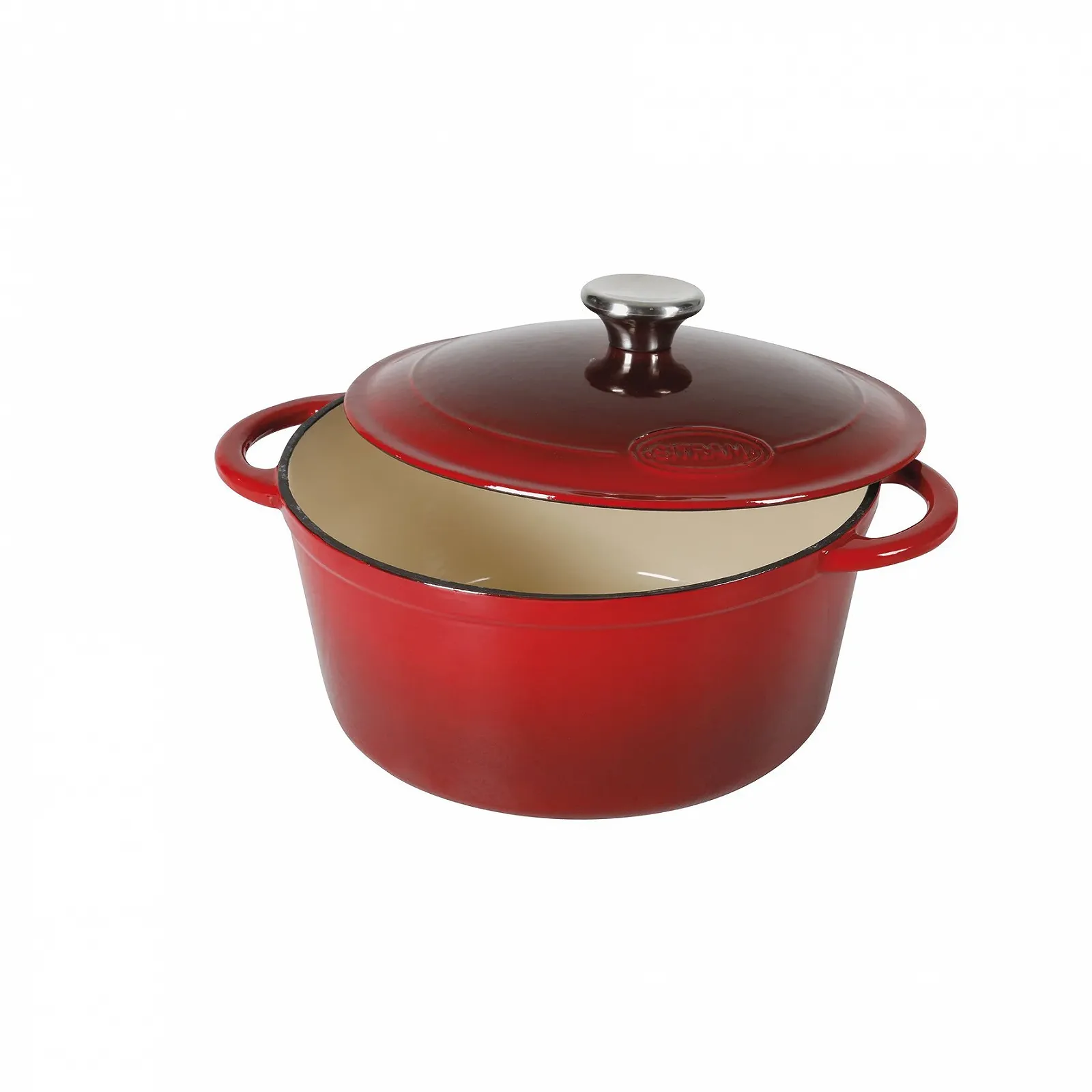 Каструля-жаровня Sitram 710839 чавунна 24 x 24 x 12 cm червона / кремова, фото №1