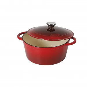 Каструля-жаровня Sitram 710839 чавунна 24 x 24 x 12 cm червона / кремова - Фото 1