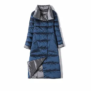 Куртка жіноча зимова довга з капюшоном на блискавці synthetic.ua - Фото 1