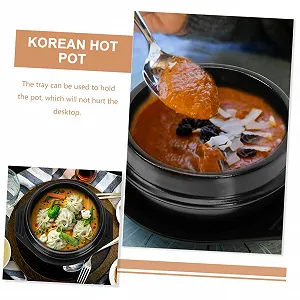 Каменная кастрюля BESTYASH для бибимбапа из премиальной керамики термостойкая с подставкой synthetic.ua - Фото 1