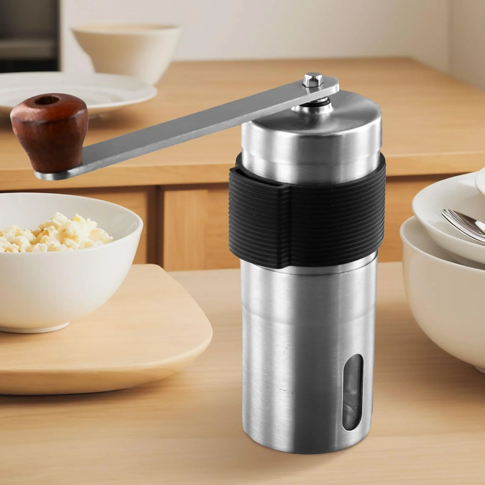 Ручная Кофемолка с Регулировкой Степени Помола, Портативная, из Нержавеющей Стали, фото №3