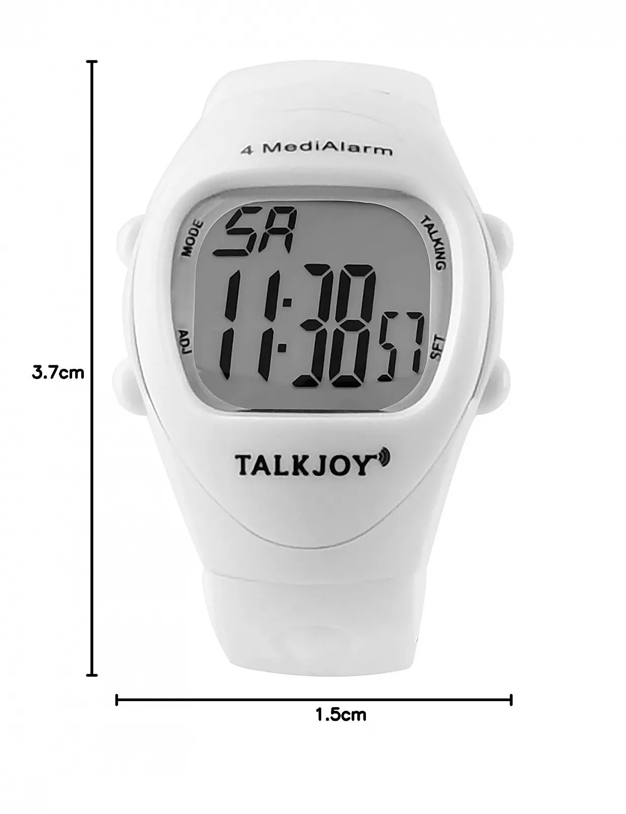 Наручные говорящие часы TalkJoy, цифровые, белые, с 4 будильниками, немецкий голосовой вывод, резиновый ремешок, подходят для слепых, слабовидящих и пожилых людей, фото №6