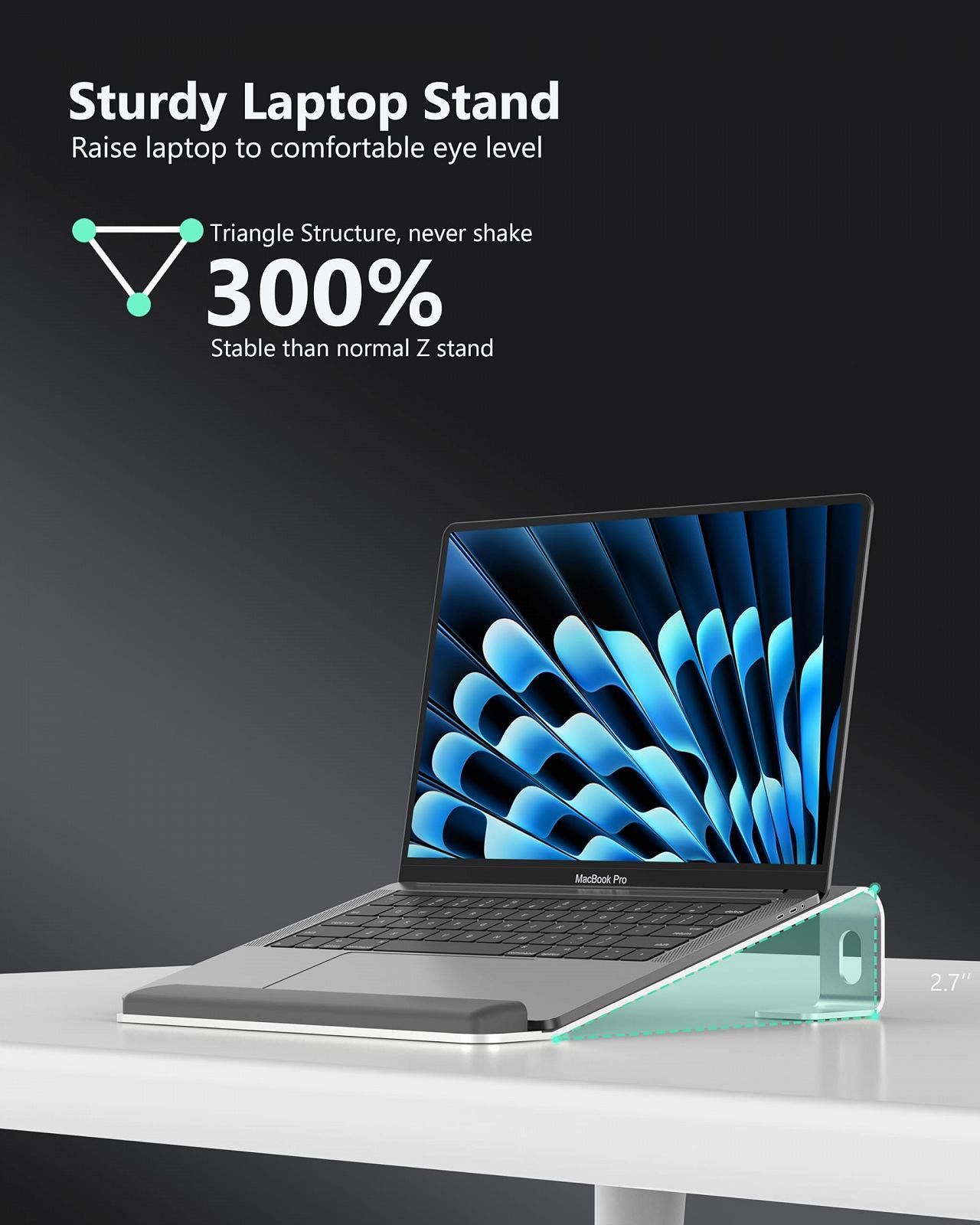 Підставка для ноутбука алюмінієва з підставкою для зап'ястя JCZT сумісна з усіма ноутбуками 25,4-43,2 см (10-17 дюймів), фото №3 Підставка для ноутбука алюмінієва з підставкою для зап'ястя JCZT сумісна з усіма ноутбуками 25,4-43,2 см (10-17 дюймів), фото №3