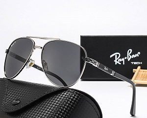 Мужские солнцезащитные очки-авиаторы Ray Ban Polaroid Silver - Фото 1
