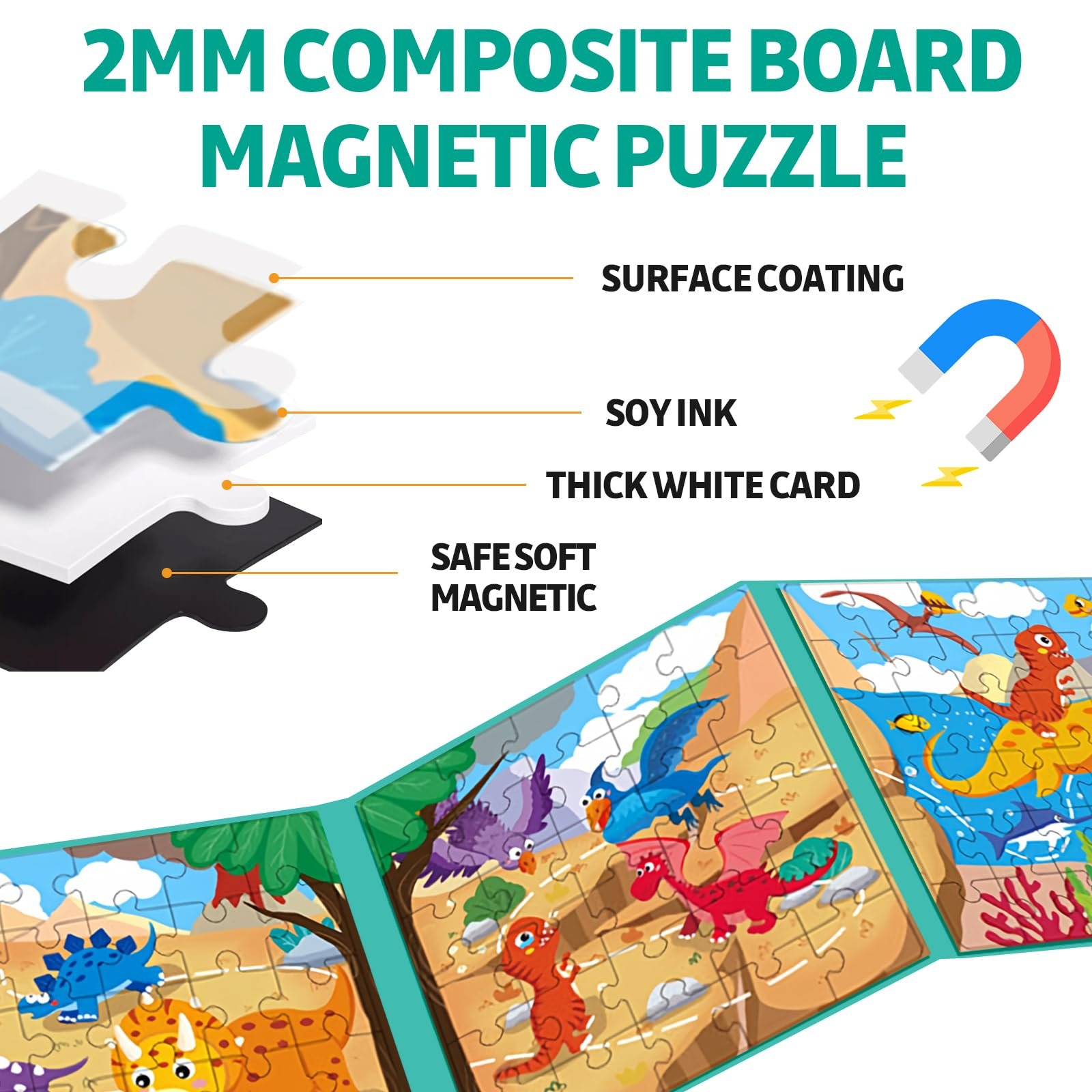 Магнитный пазл Jisrcha 4-in-1 Animal для путешествий 73 детали (A) от 3-5 лет, фото №4