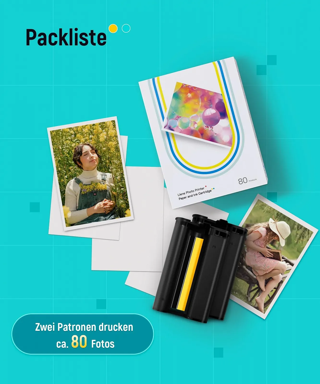 Фотобумага и ленты Liene Amber M100/M200/M110/M210 80 листов 10 x 15 см + 2 ленты, фото №3