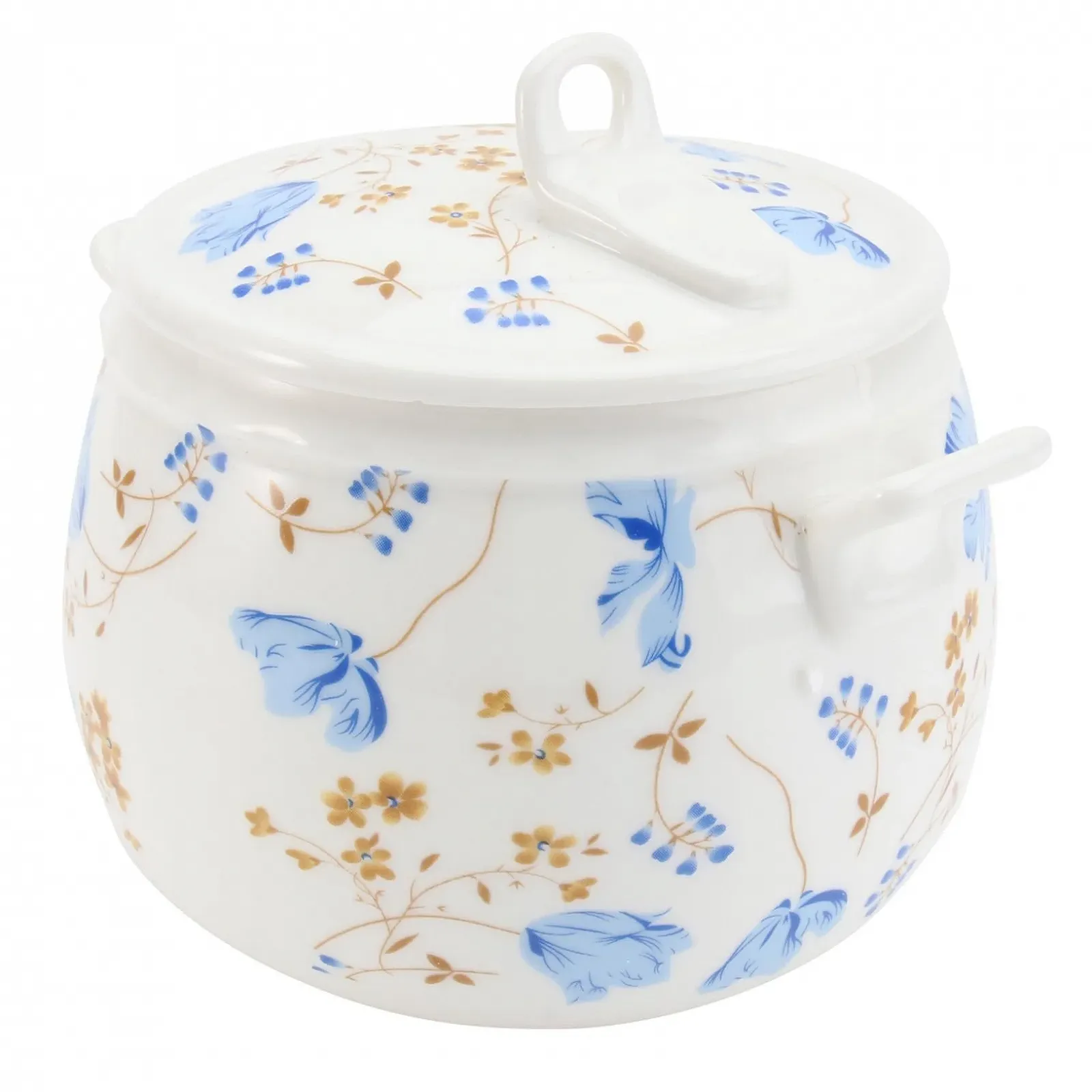 Кастрюля-жаровня керамическая Orchid Design с крышкой термостойкая с позолоченным узором, фото №1