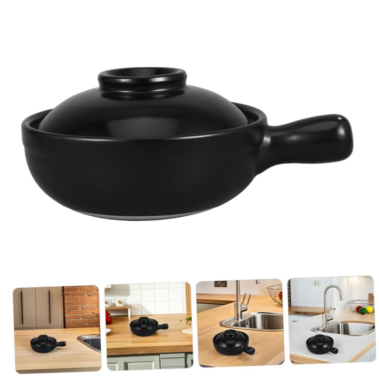 Горшок глиняный VICASKY с крышкой японский Donabe термостойкий, фото №9