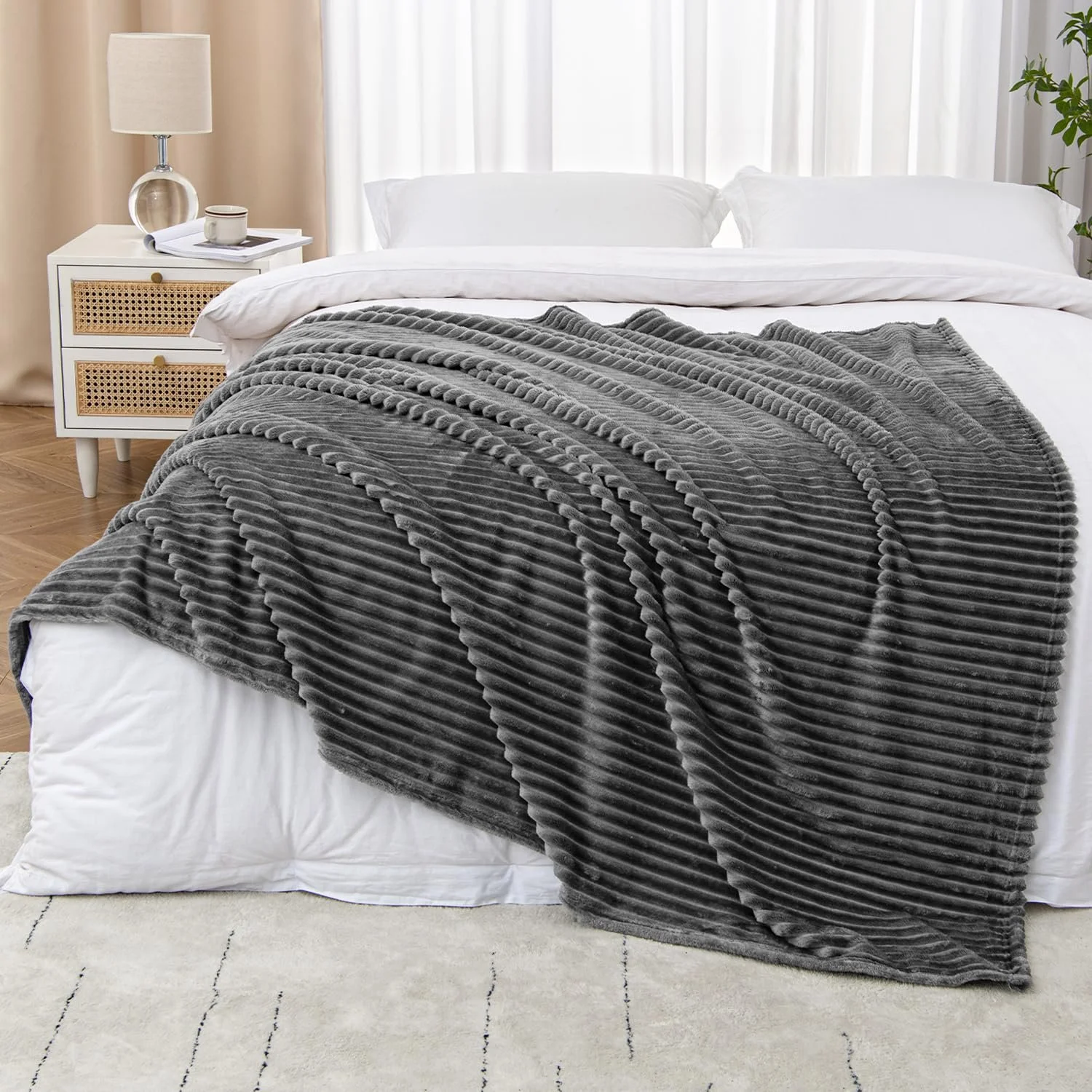 Плед MIULEE Cuddly Fleece, Фланелевий Плед, Однотонний, фото №3