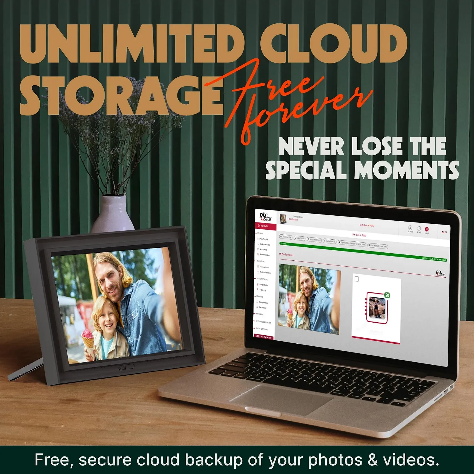 Цифровая фоторамка Pix-Star 10 дюймов WiFi Cloud 16 GB IPS датчик движения Black, фото №4