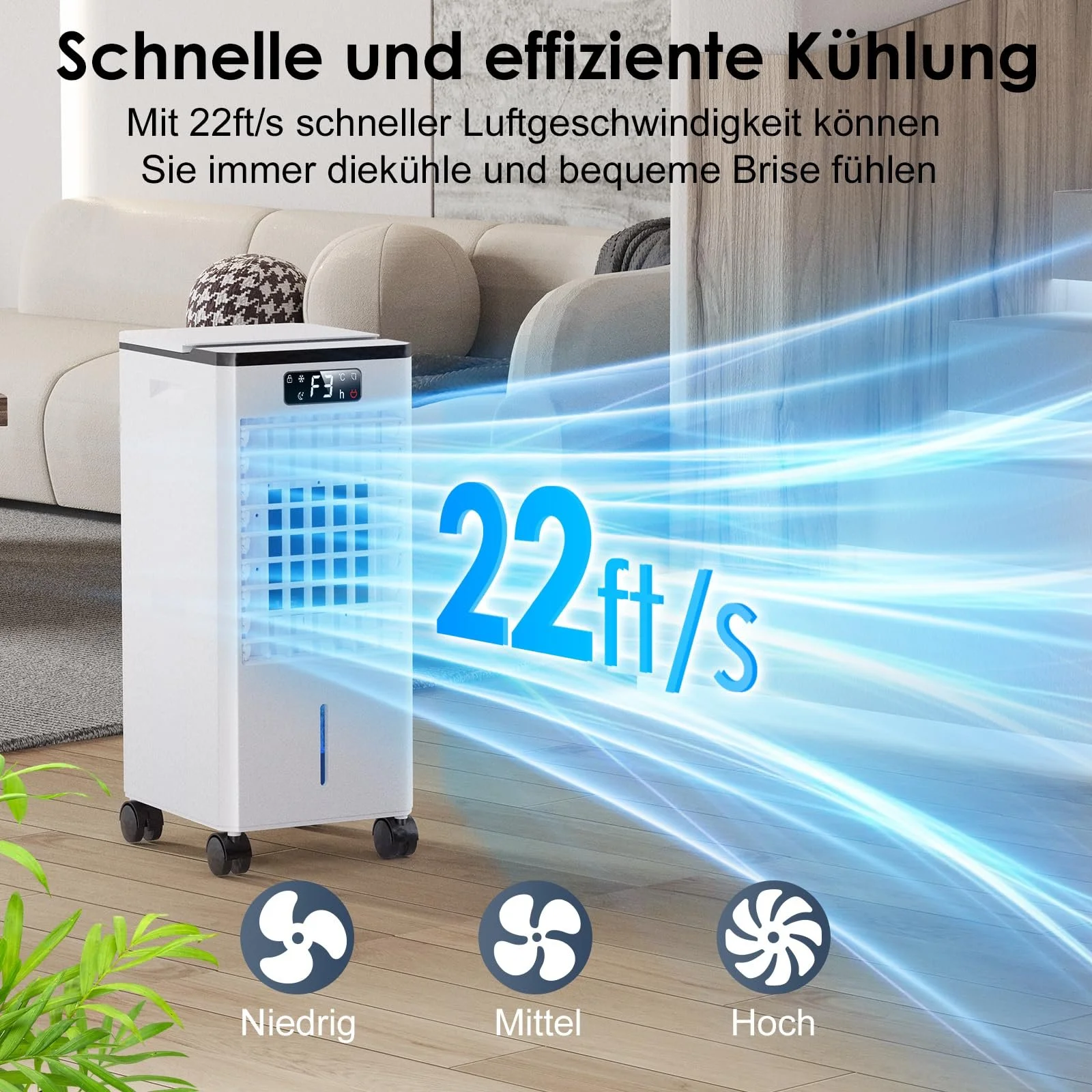 Повітроохолоджувач 4-в-1 7.5 L Таймер 60° Осциляція Пульт ДК 4 холодоагенти, фото №2