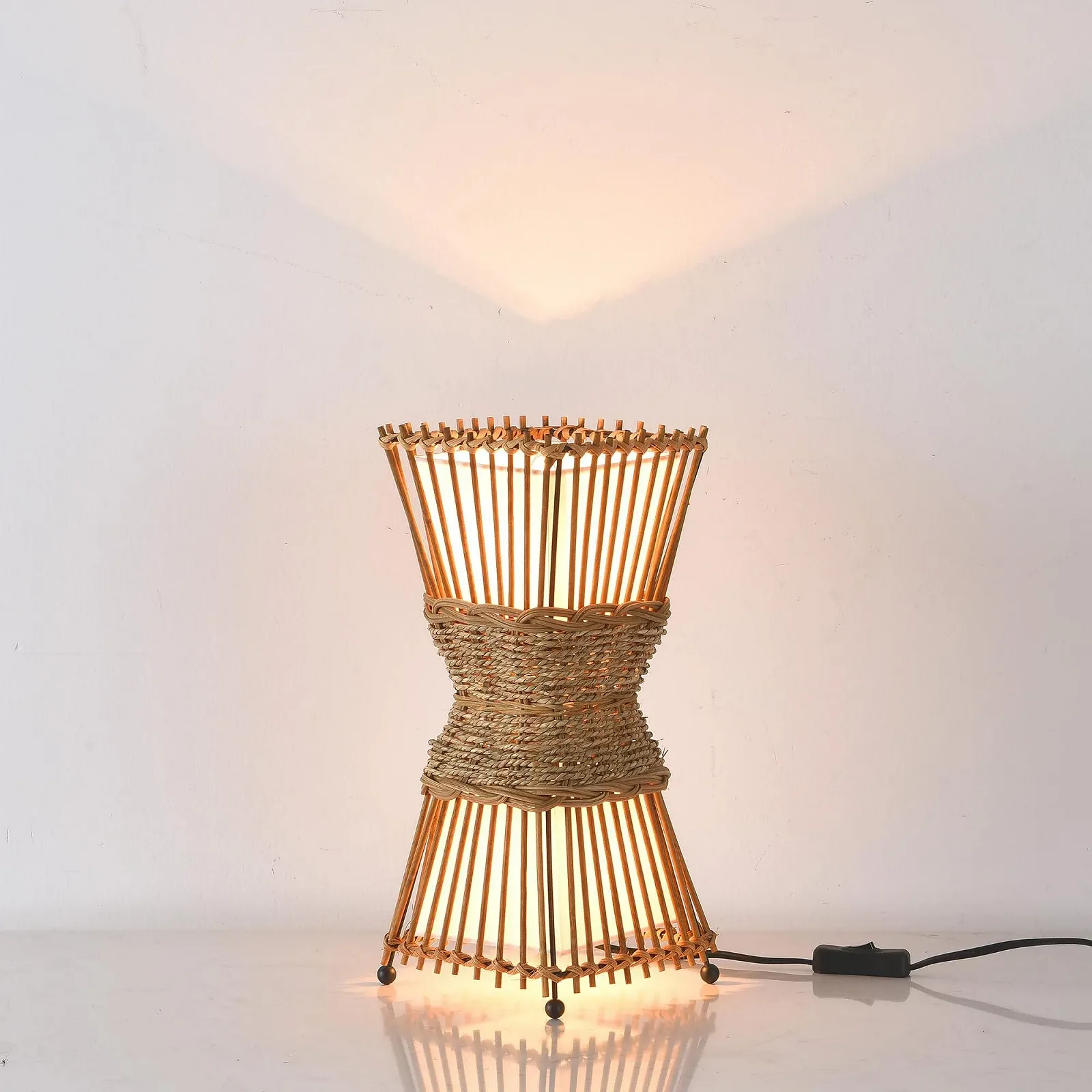 Настільна лампа ŠKOV 46299 Діаметр 19 см Бамбук Ротанг, фото №3