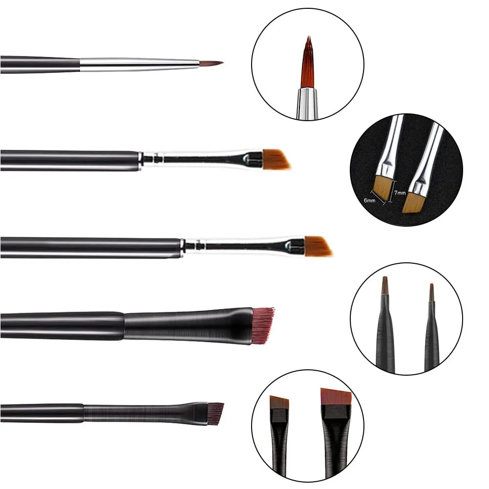 Пензель для підводки очей кутова Набір 5 шт., фото №4