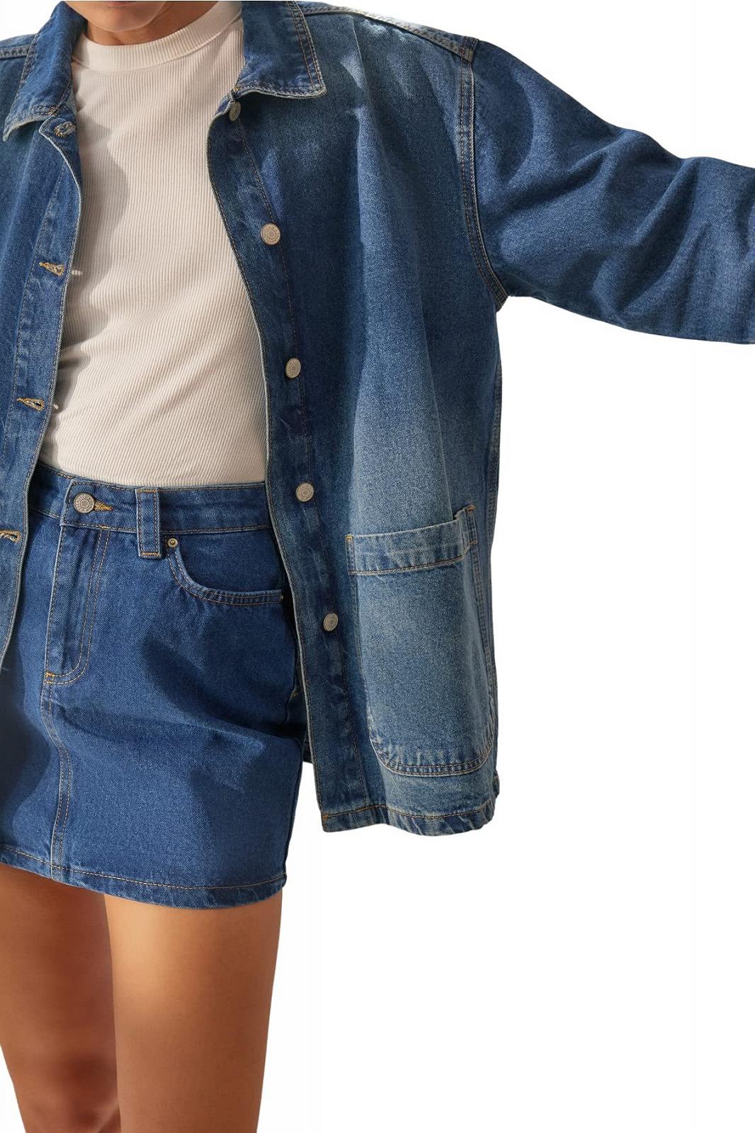 Джинсовая Куртка TRENDYOL Oversize Standard Plain, фото №4