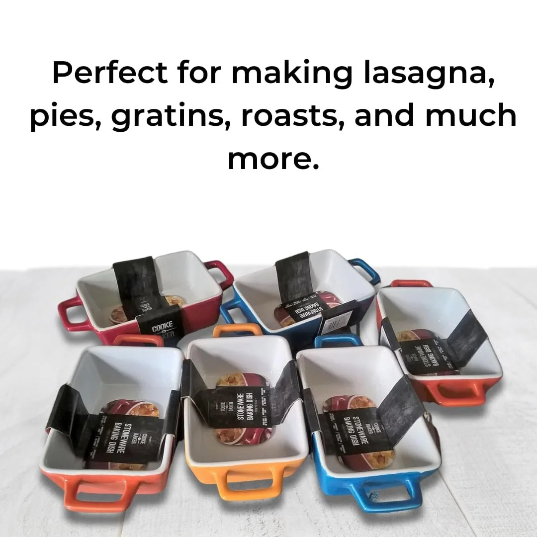 Набор форм для запекания Cooke and Baker 4 шт прямоугольные керамические 5х10х12 см разноцветные, фото №5