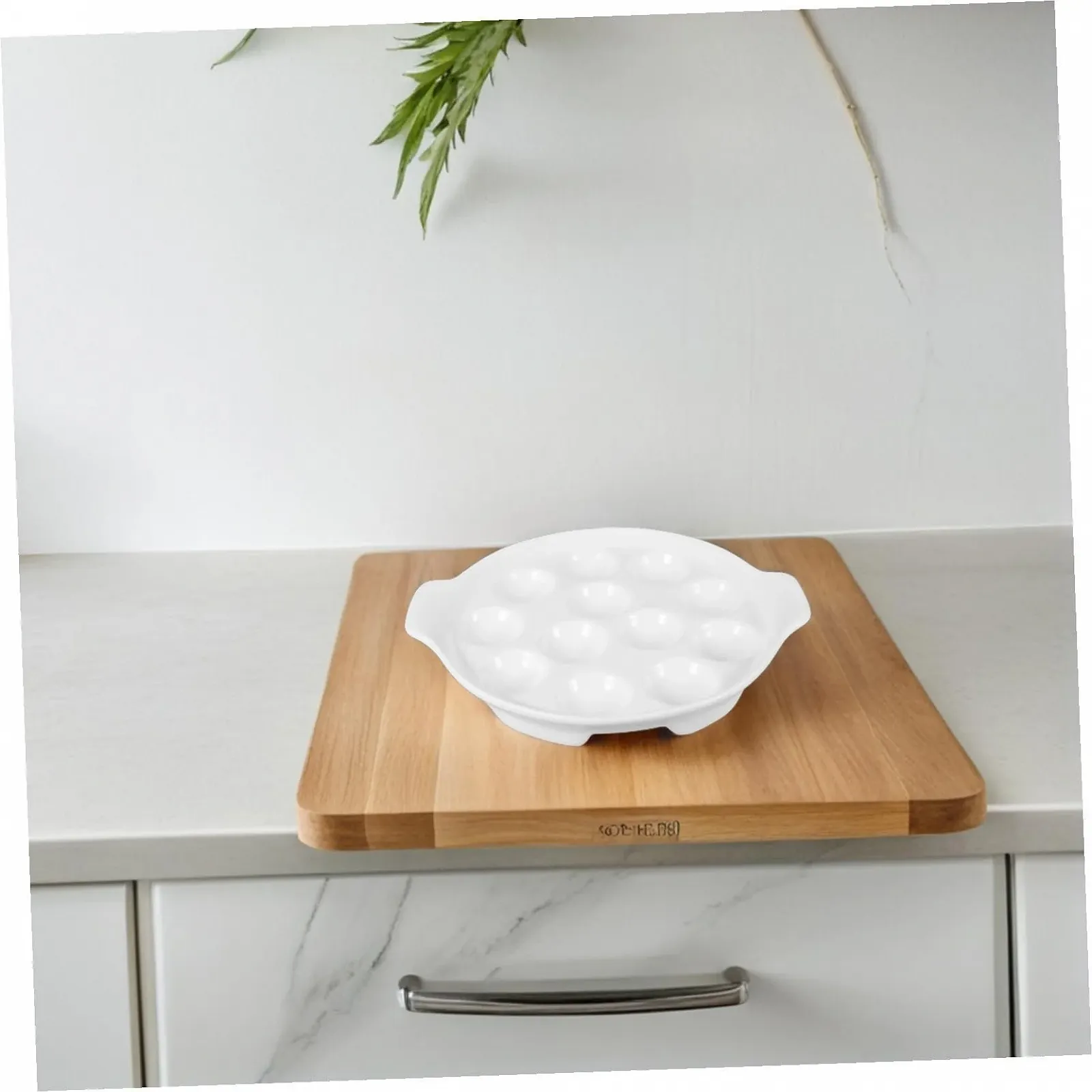 Форма для запекания керамическая на 12 лунок для улиток с ручками белая, фото №7