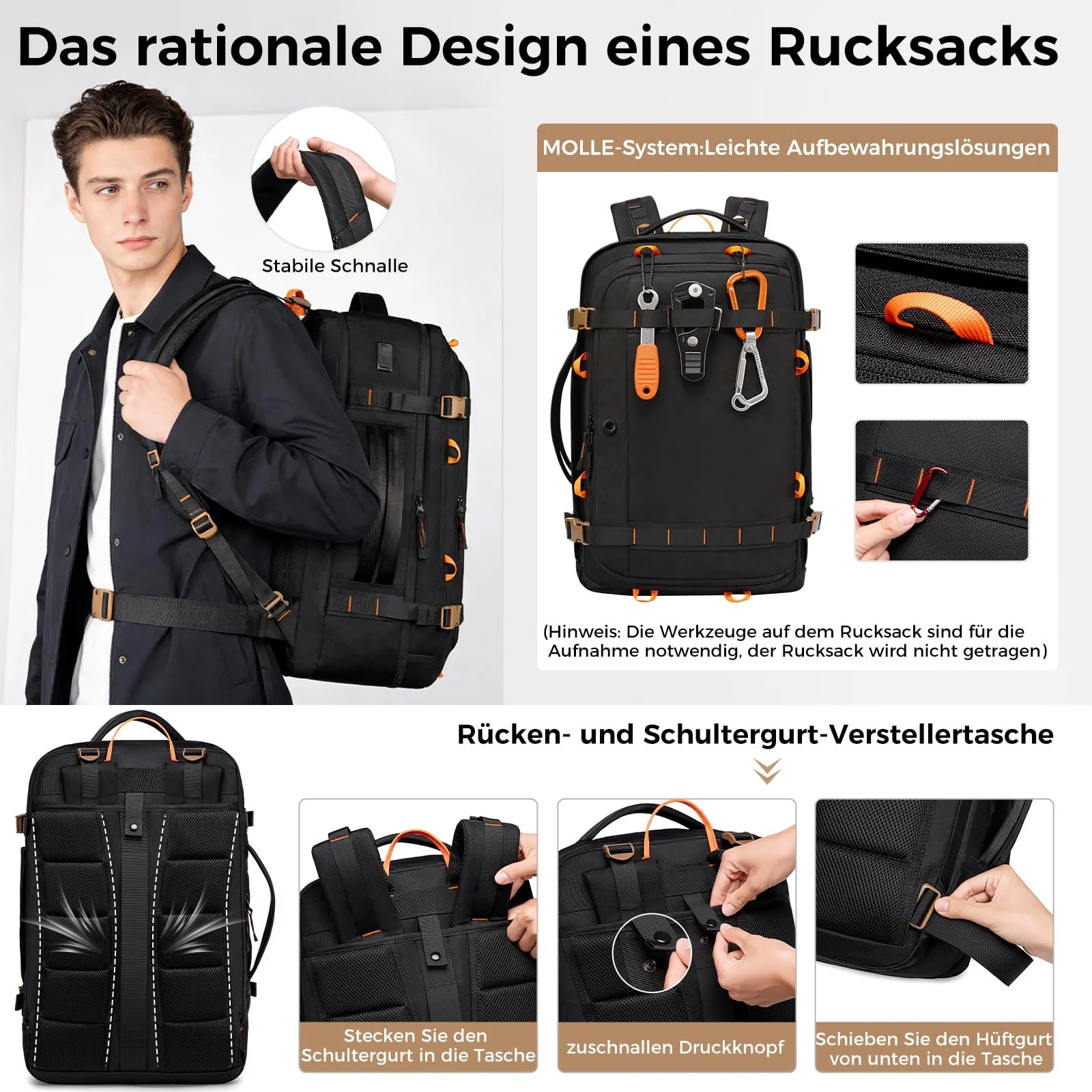 Дорожный рюкзак Fenree.geer 18.4 Inches Expandable 49L-59L Black, фото №5 Дорожный рюкзак Fenree.geer 18.4 Inches Expandable 49L-59L Black, фото №5