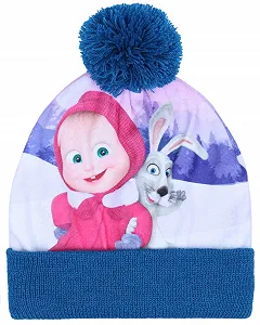 Тепла шапка з помпоном sarcia.eu Маша і ведмідь Синій - Фото 1