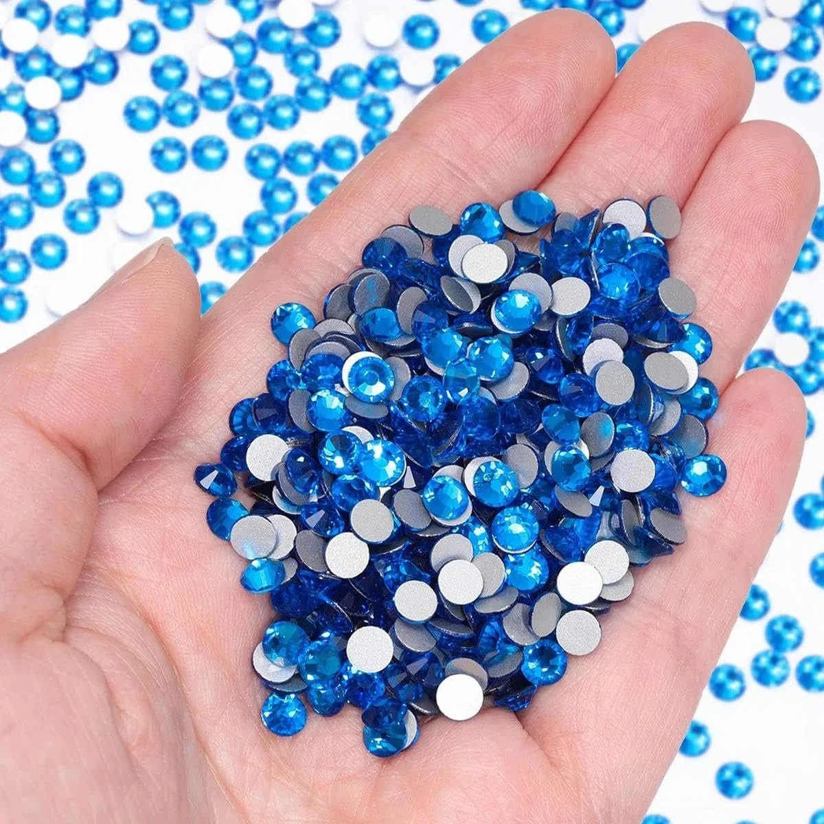 Стрази Плоскі, Скло Crystal, Синій, S 16, 1440 шт, фото №1