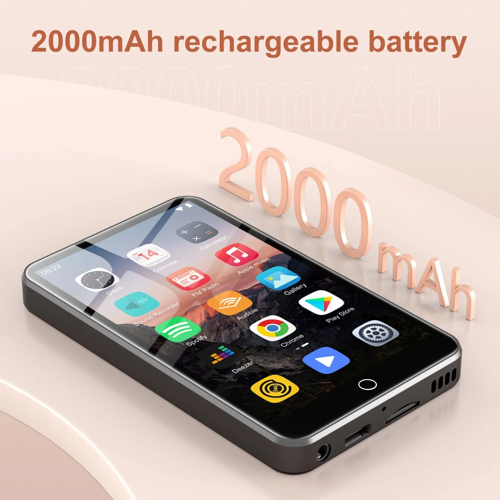 MP3-плеер ZAQE 80 ГБ WiFi и Bluetooth, 4-дюймовый сенсорный экран, Черный, фото №5